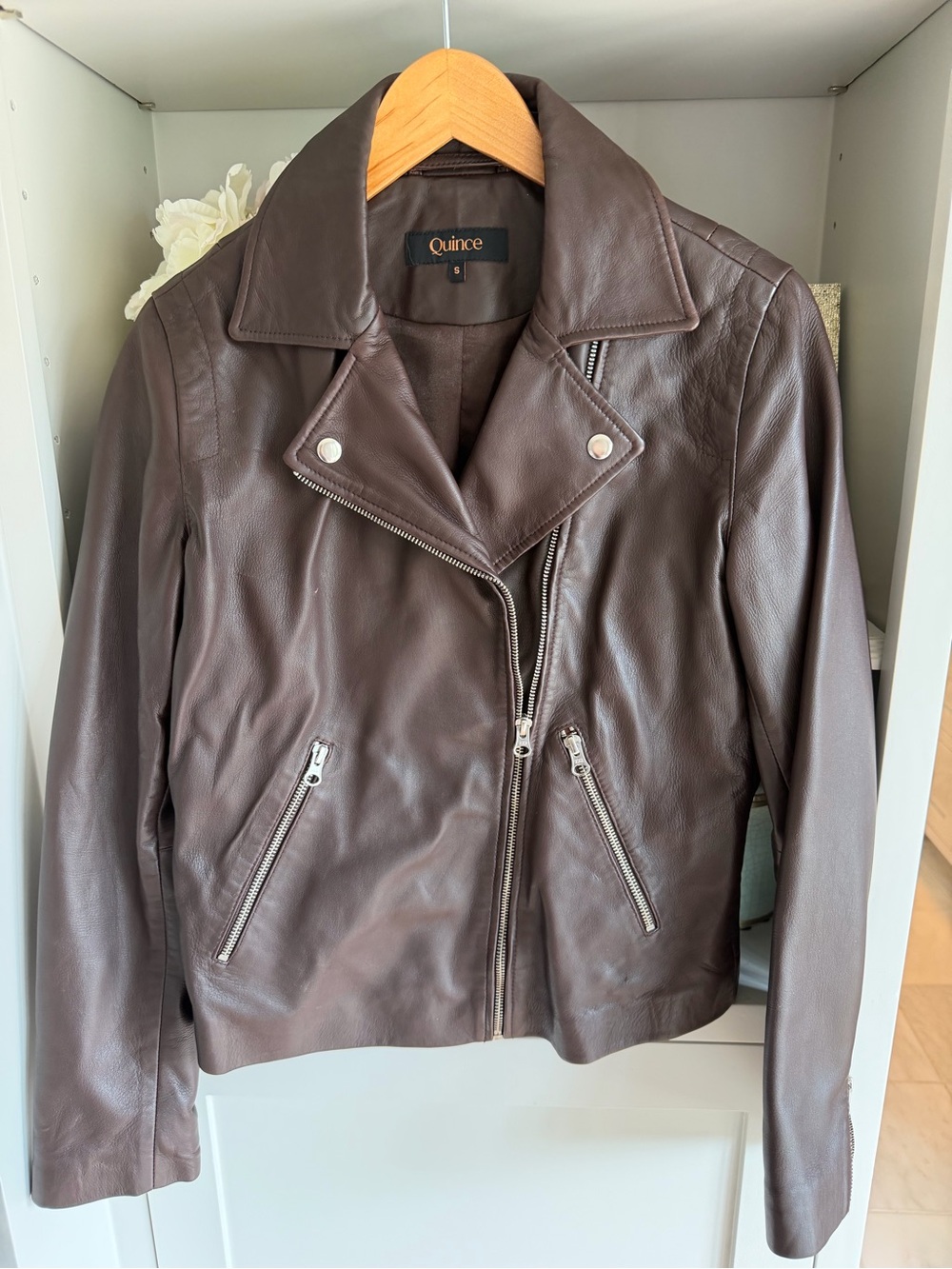 Quince Dark Brown Leather Moto Jacket